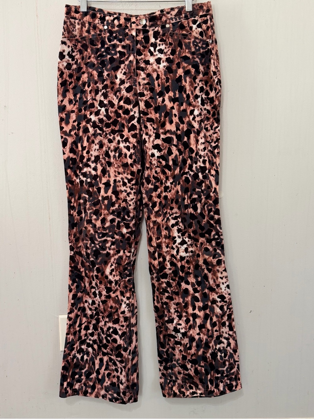 ESCADA Y2K Vintage Gradient Pink Leopard Print Bootcut FLARED JEANS PANTS